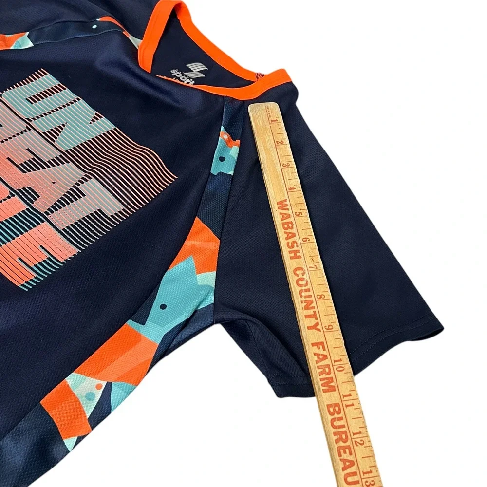 Place Sport Boys Navy Orange Unbeatable Activewear Shirt and Shorts Set Size L - Picture 6 of 13